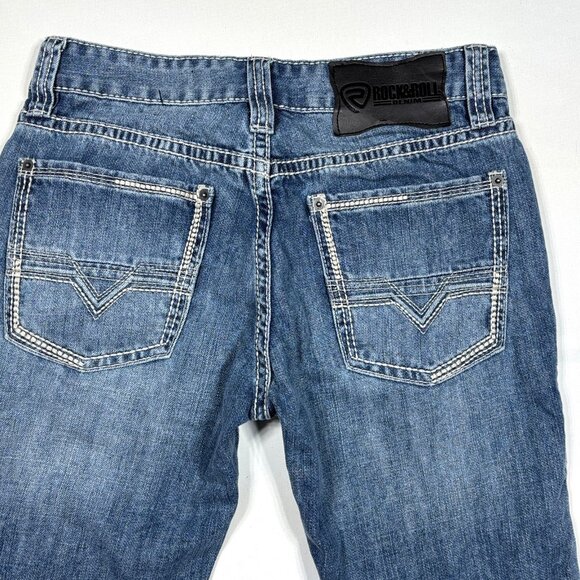 Rock & Roll Denim Pistol Straight Regular Straight Leg Blue Jeans Mens 30x30 - Picture 8 of 11